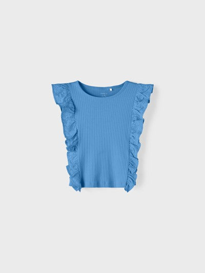 NAME IT | Kid Girl Sleeveless Ribbed Frill Cuff Top